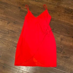 Red wrap dress
